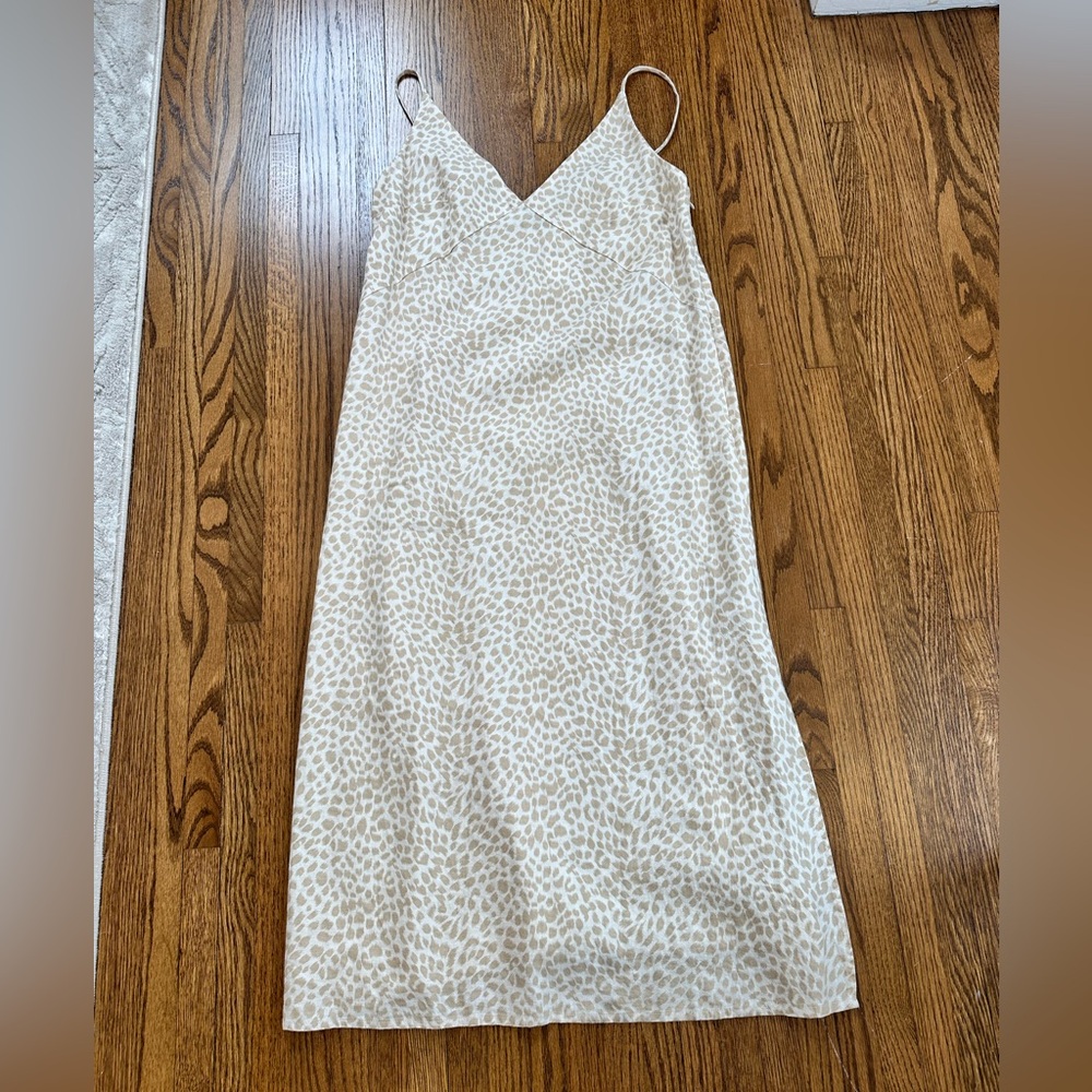 NWT Gap Women’s Linen Blend Cami Midi Dress Beige Leopard Print Size 6 - Picture 14 of 14
